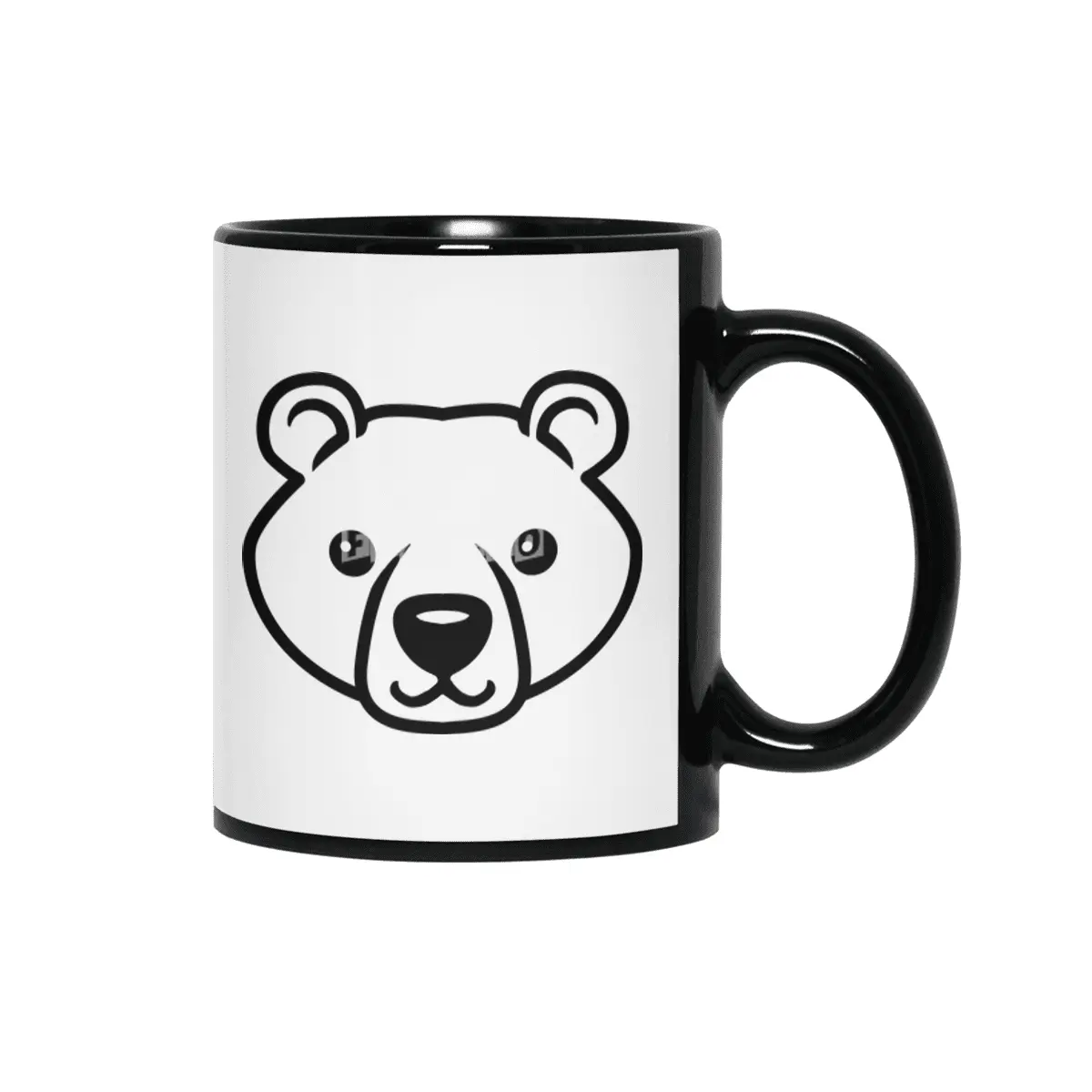 Bear Black and White Minimalist Pictogram Siyah Kupa