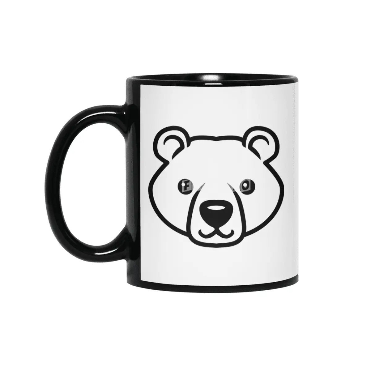 Bear Black and White Minimalist Pictogram Siyah Kupa