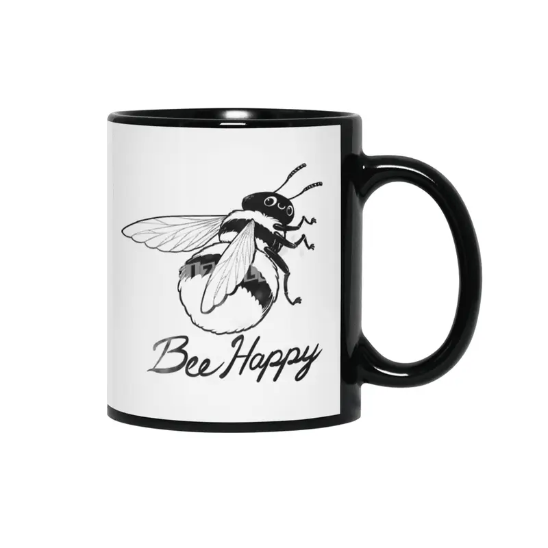 Bee Happy Siyah Kupa