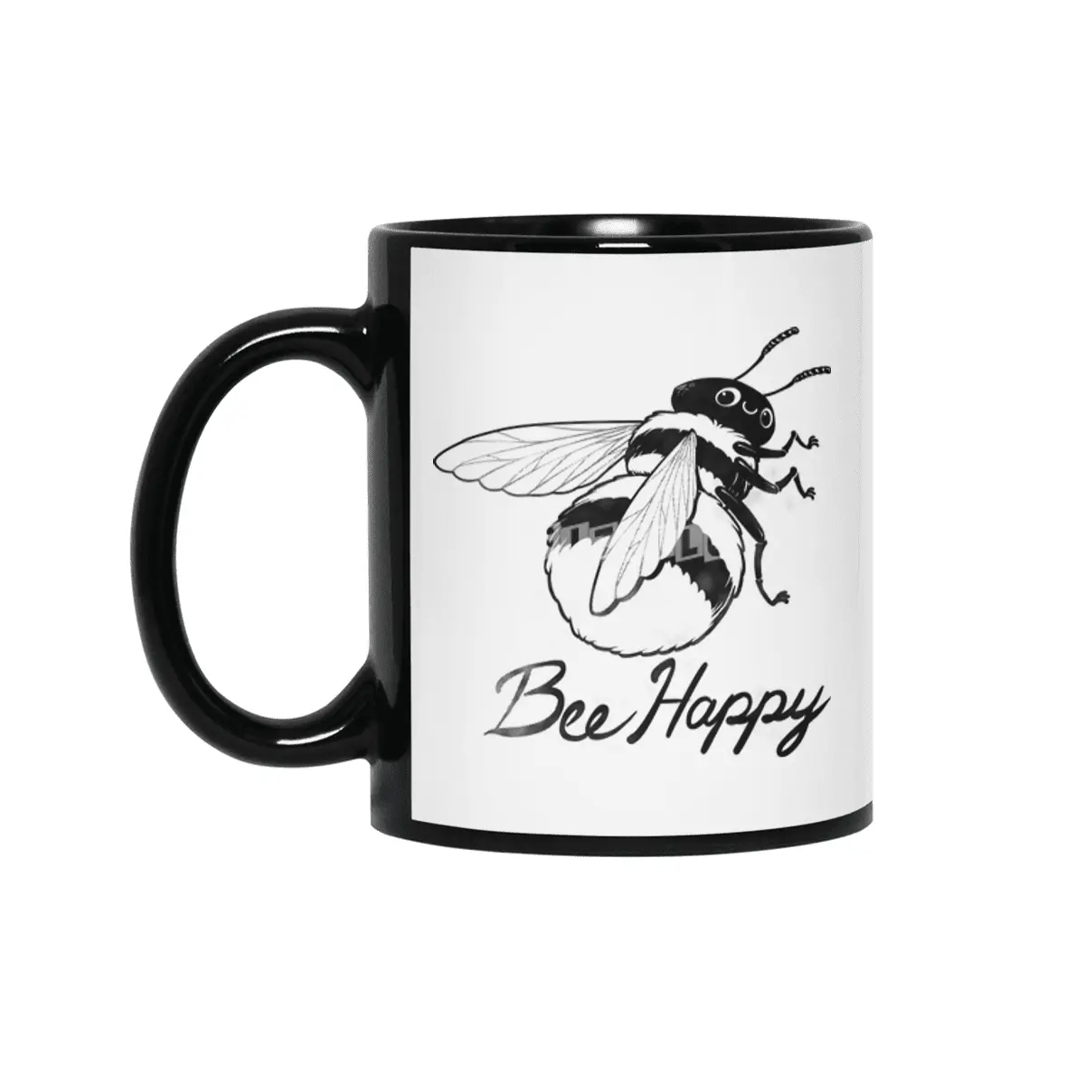 Bee Happy Siyah Kupa