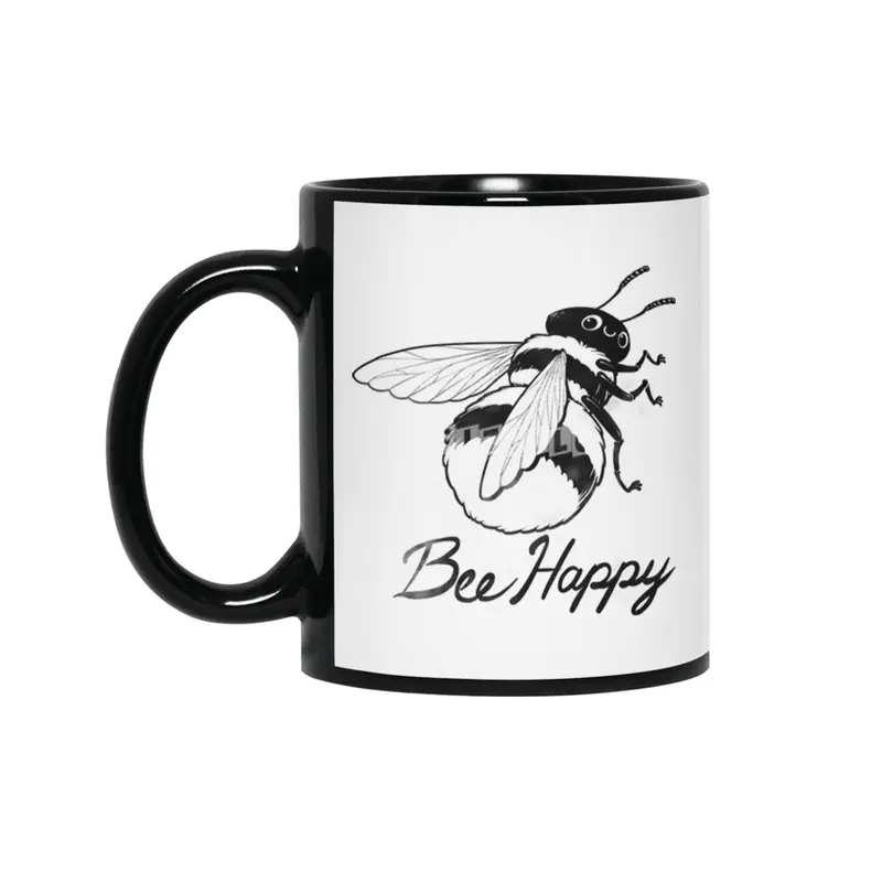 Bee Happy Siyah Kupa