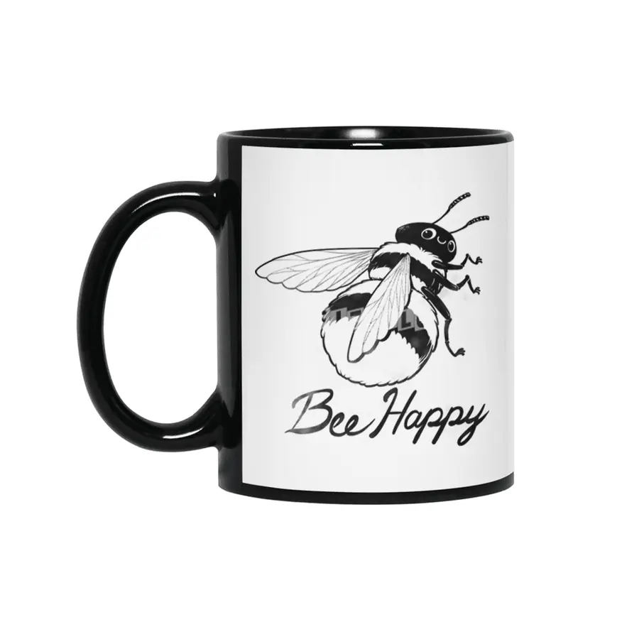 Bee Happy Siyah Kupa