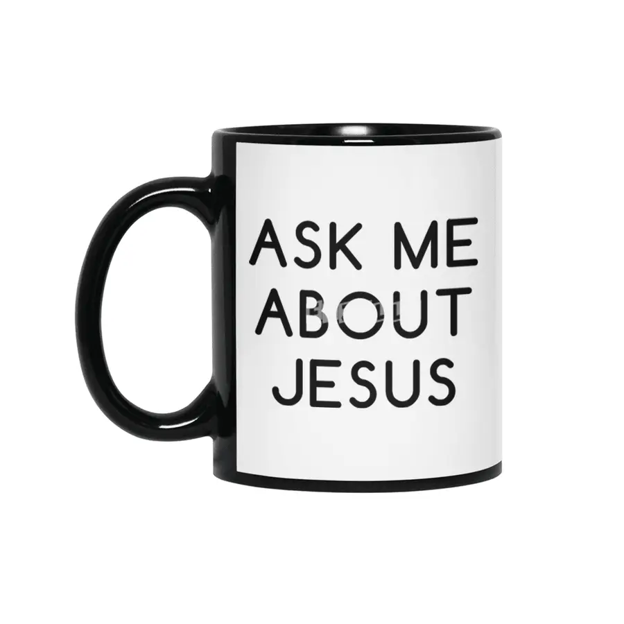 Ask Me About Jesus Siyah Kupa