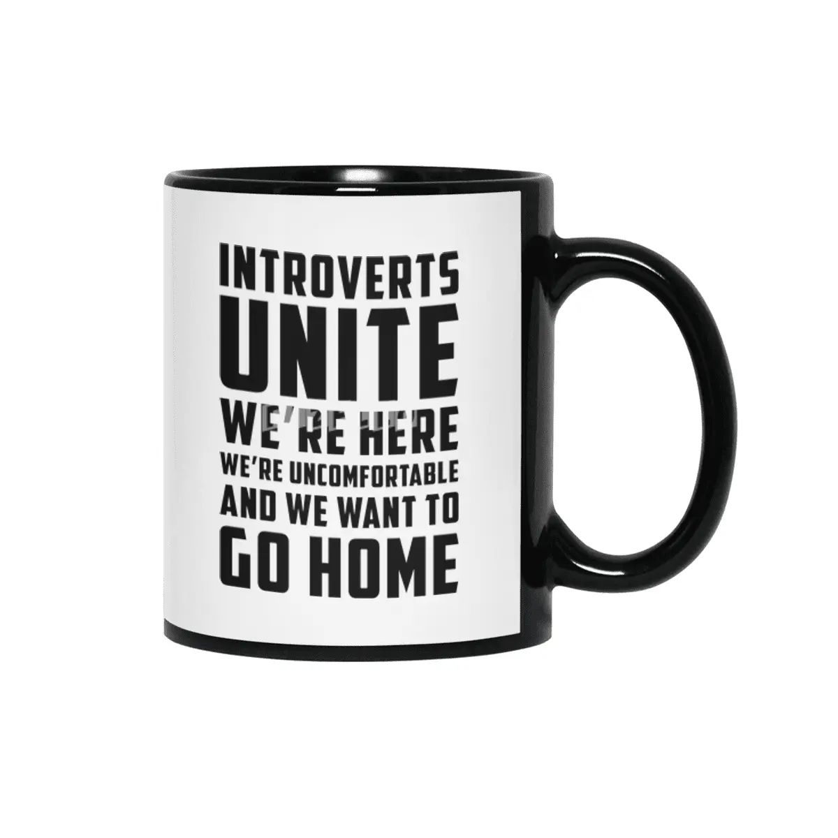 Introverts Unite Siyah Kupa