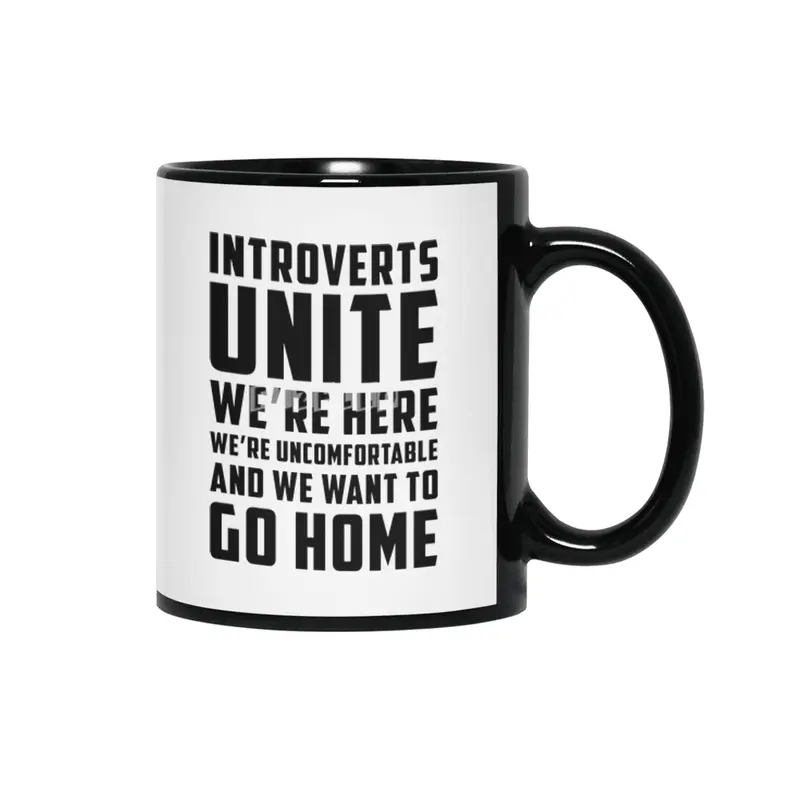 Introverts Unite Siyah Kupa
