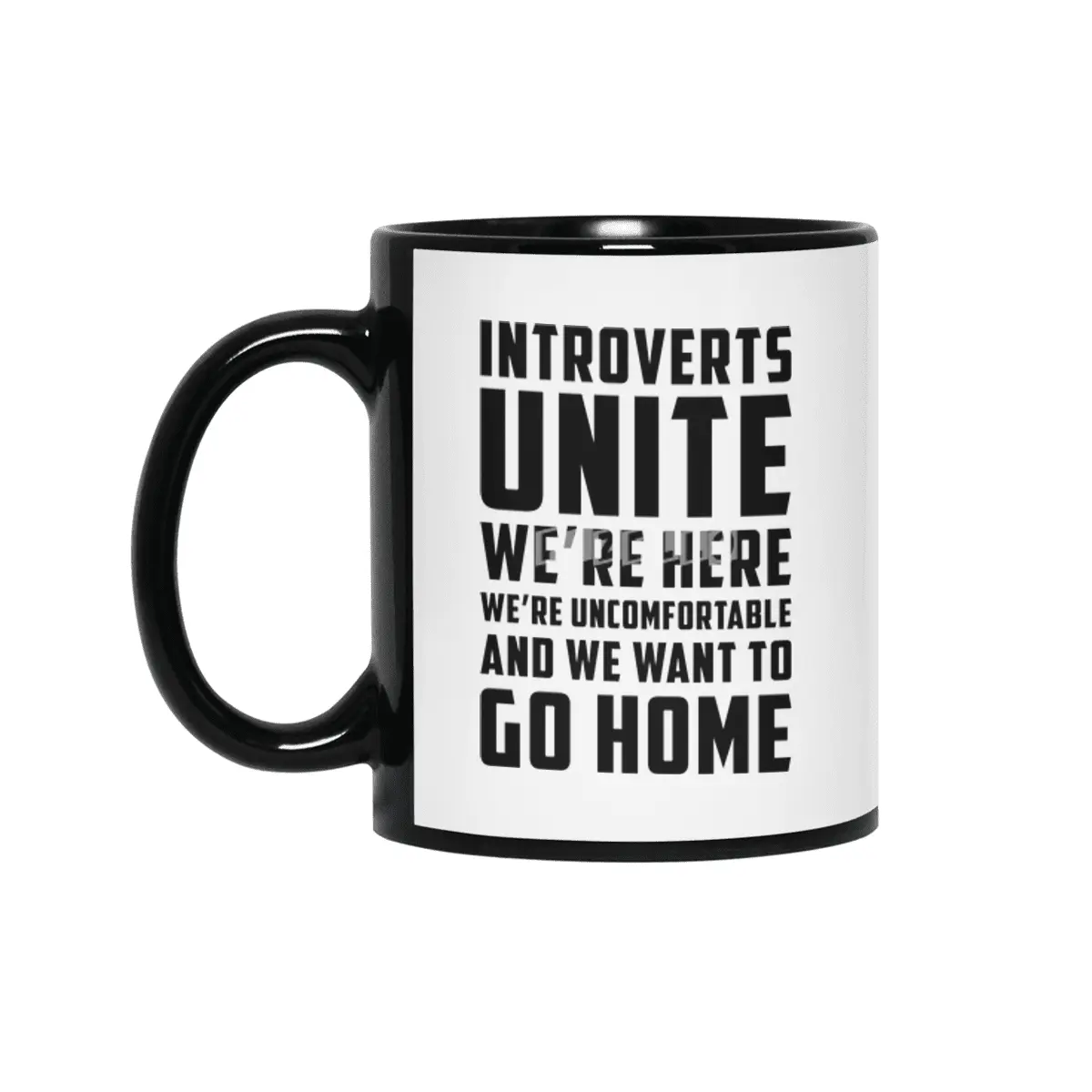 Introverts Unite Siyah Kupa