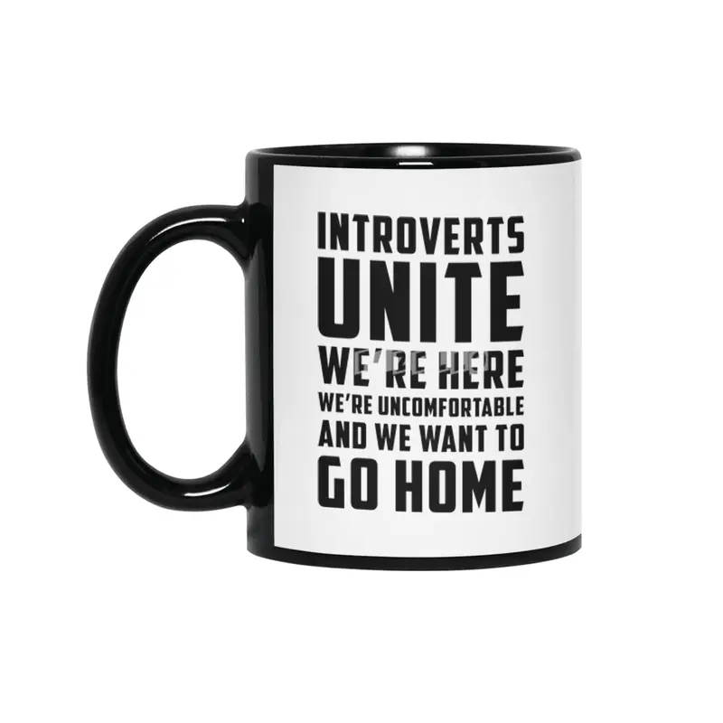 Introverts Unite Siyah Kupa