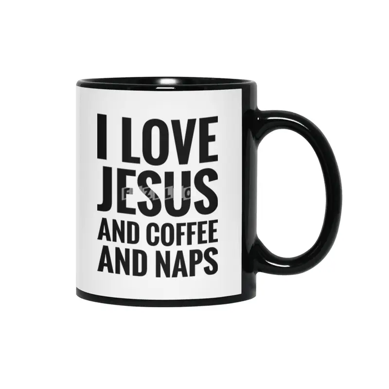 Jesus, Coffee & Naps Siyah Kupa