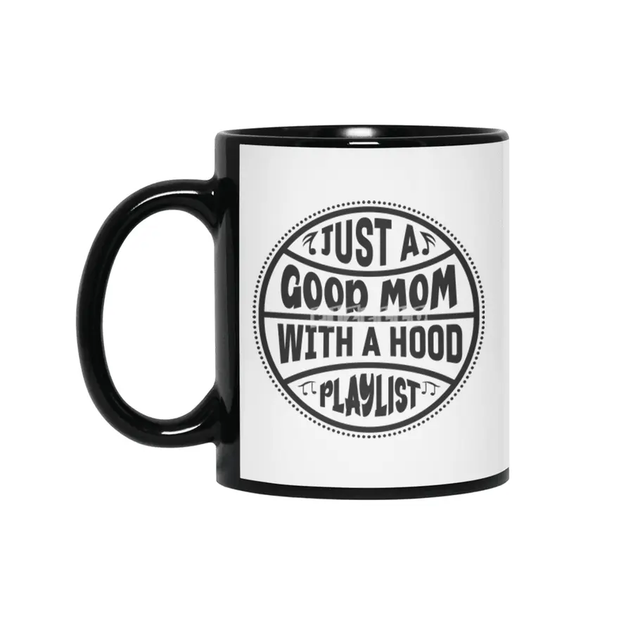 Good mom hood playlist gift, mom gift Siyah Kupa