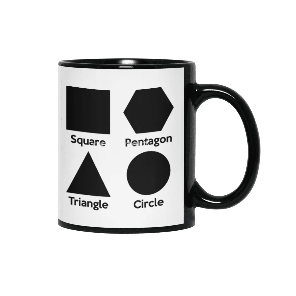Basic Shapes (Square, Triangle, Circle, Pentagon) Siyah Kupa