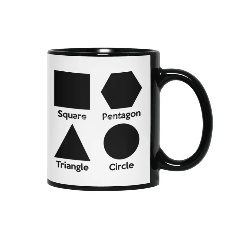 Basic Shapes (Square, Triangle, Circle, Pentagon) Siyah Kupa