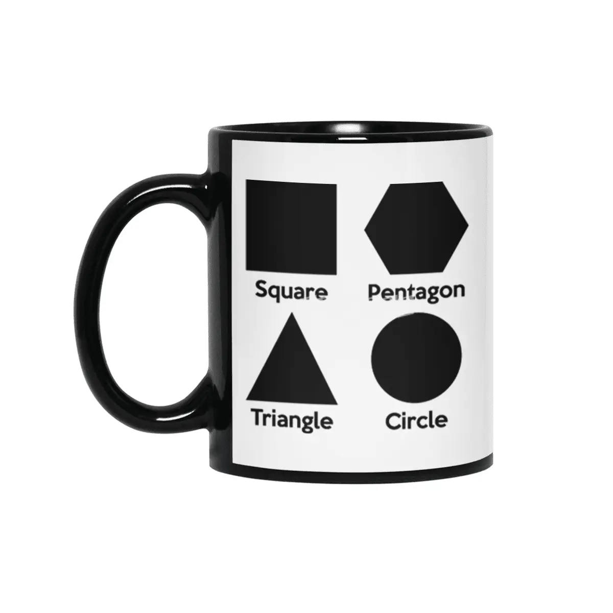 Basic Shapes (Square, Triangle, Circle, Pentagon) Siyah Kupa