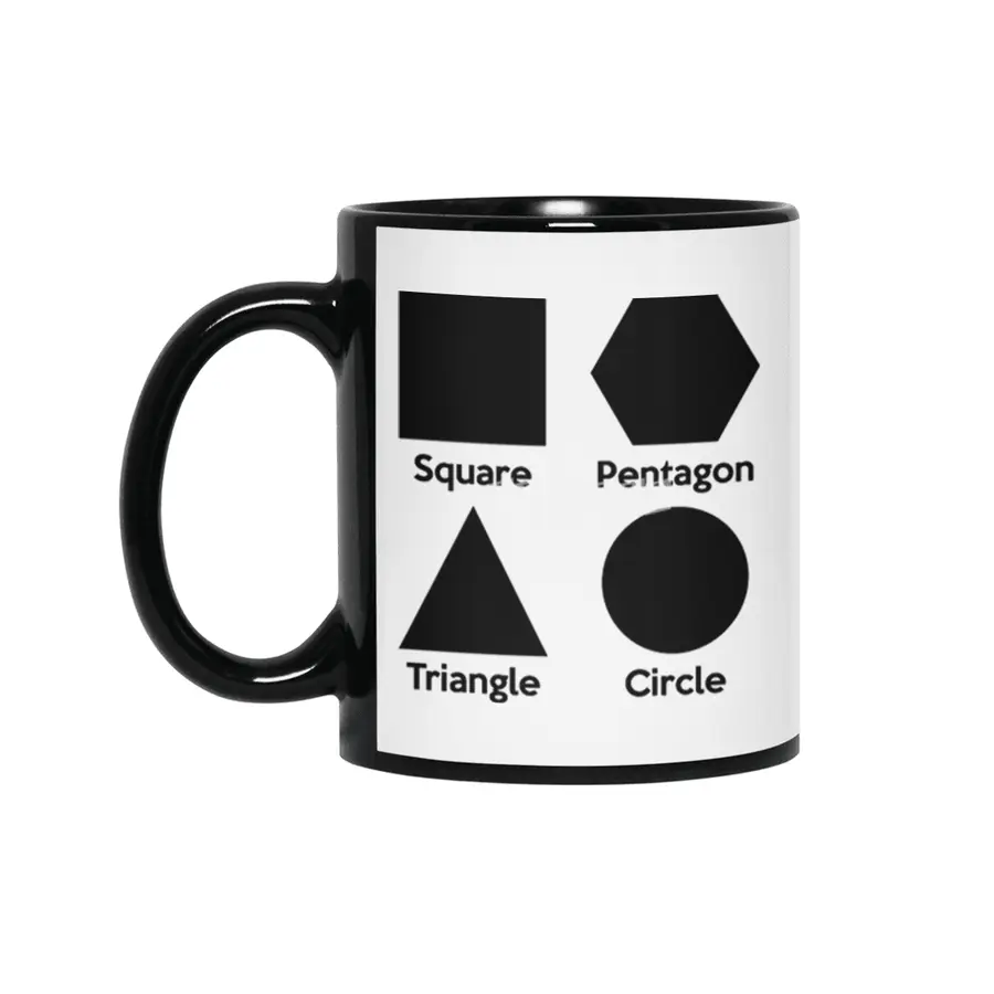 Basic Shapes (Square, Triangle, Circle, Pentagon) Siyah Kupa