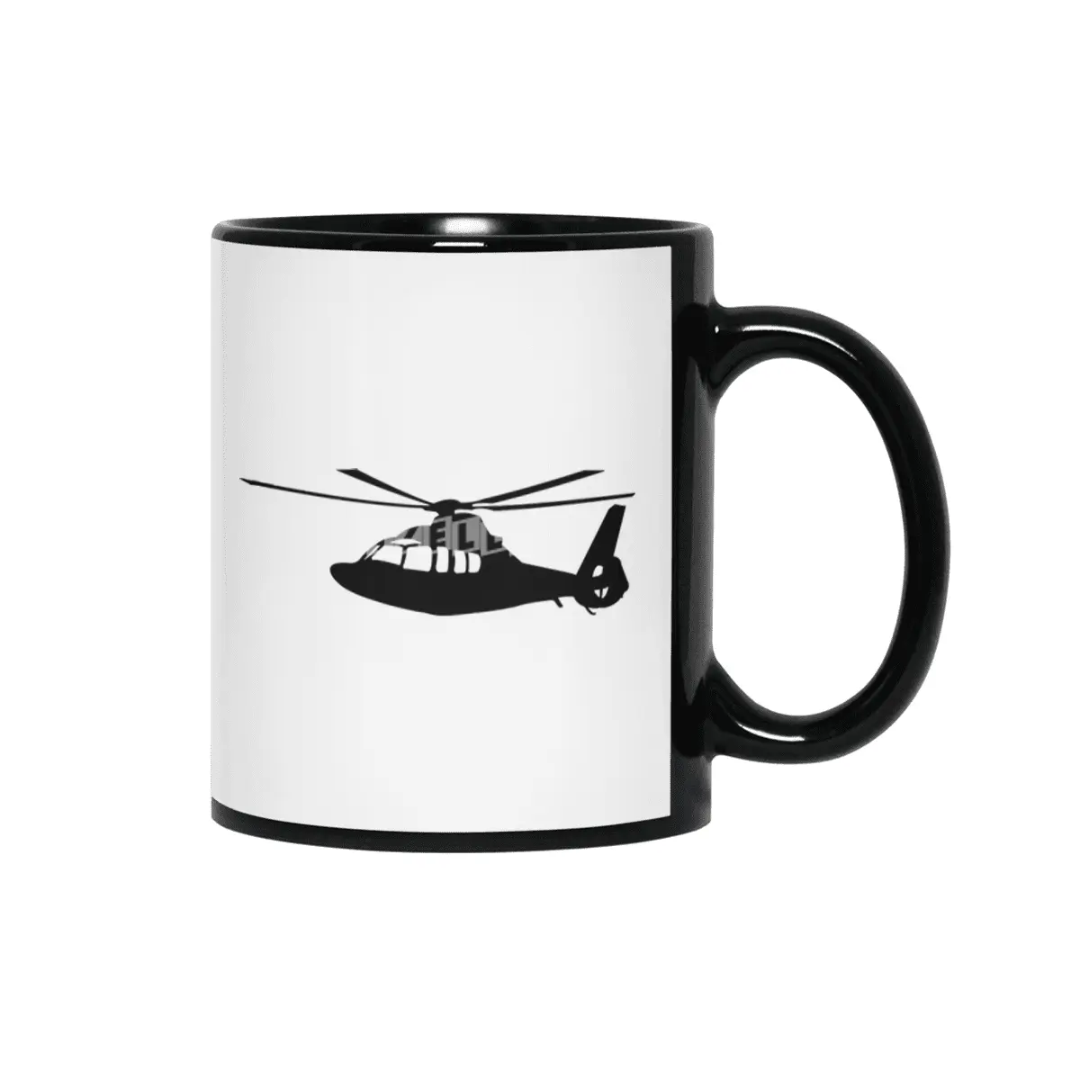 Black Helicopter Flying Silhouette Siyah Kupa