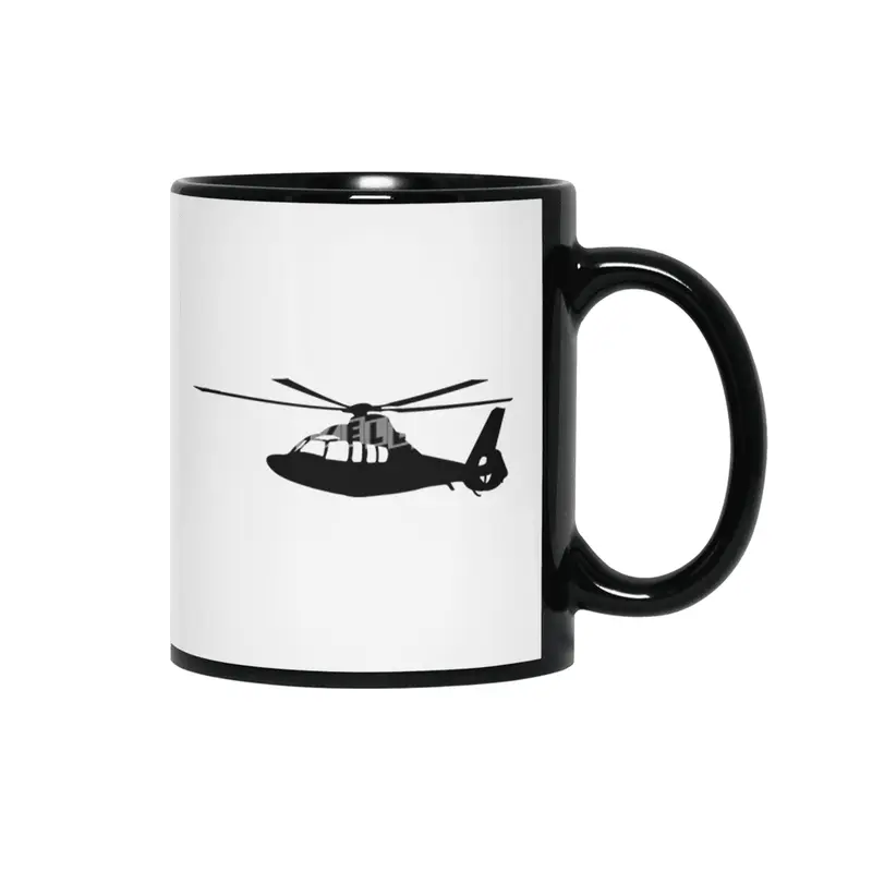 Black Helicopter Flying Silhouette Siyah Kupa