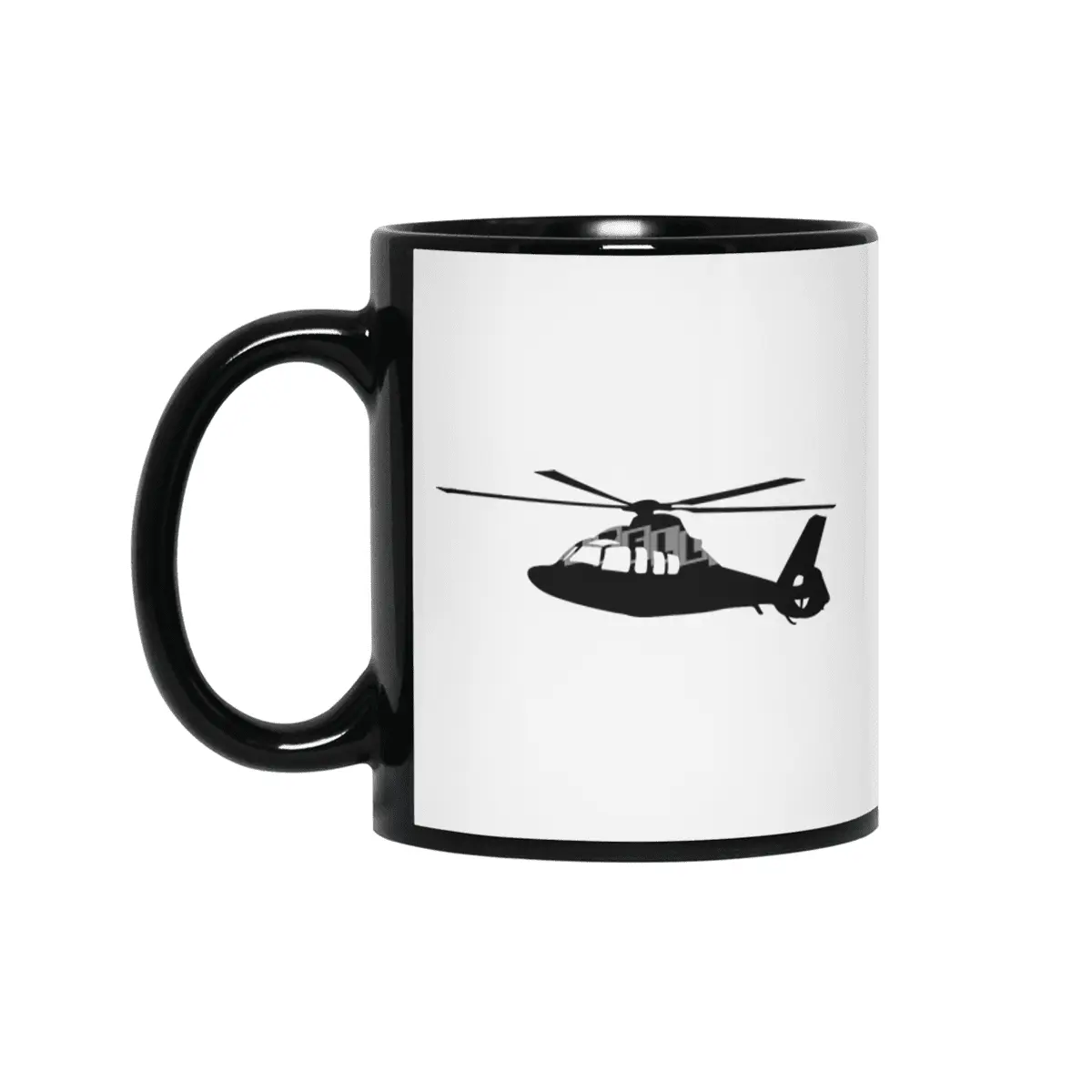 Black Helicopter Flying Silhouette Siyah Kupa