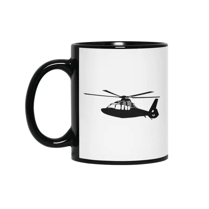 Black Helicopter Flying Silhouette Siyah Kupa