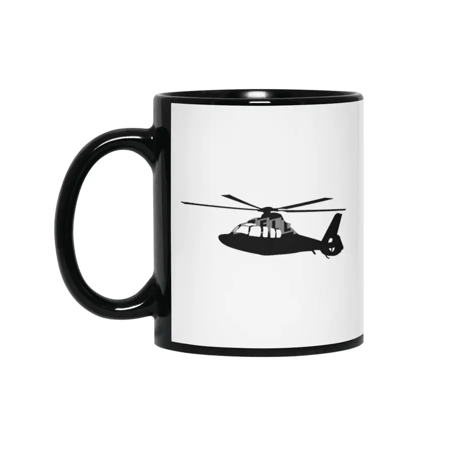 Black Helicopter Flying Silhouette Siyah Kupa