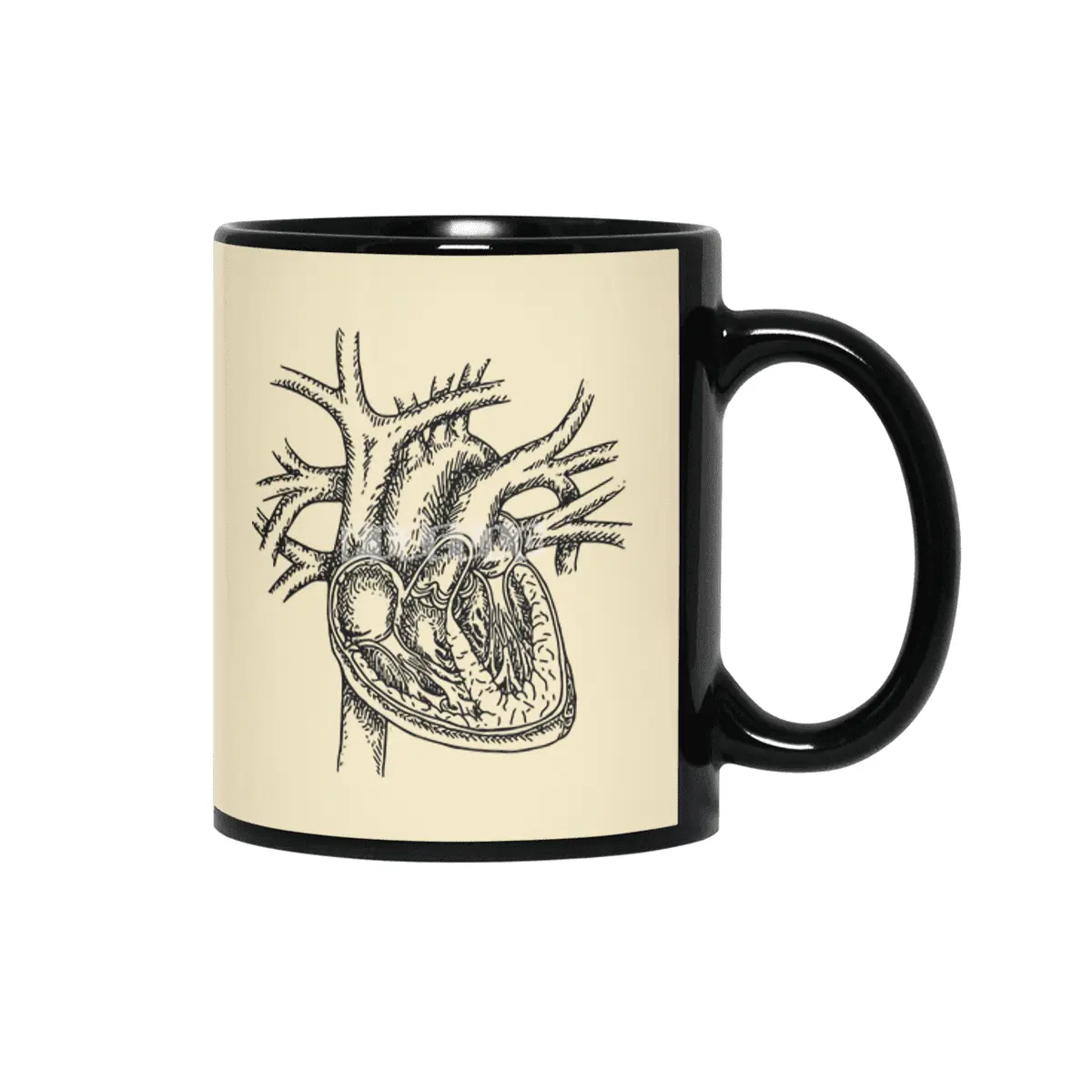 The Dissected Heart Sketch (Black) Siyah Kupa