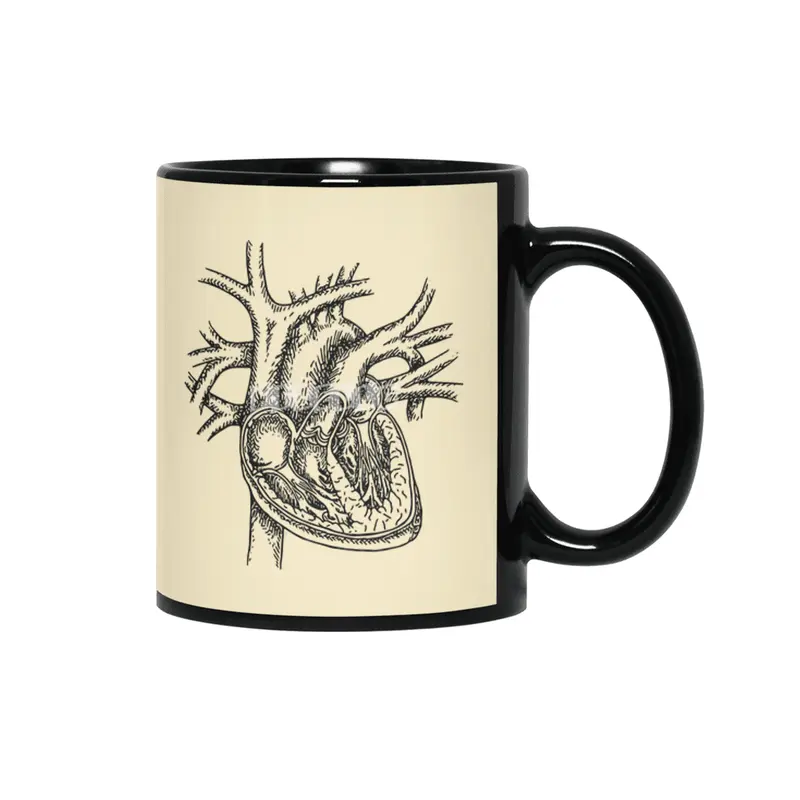 The Dissected Heart Sketch (Black) Siyah Kupa