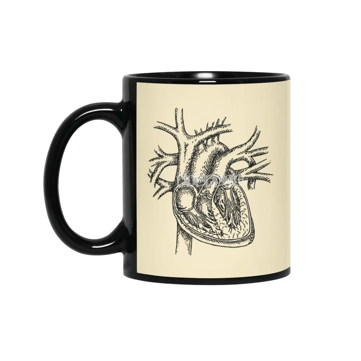 The Dissected Heart Sketch (Black) Siyah Kupa