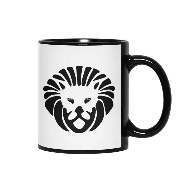 Black Lion Face Logo Siyah Kupa