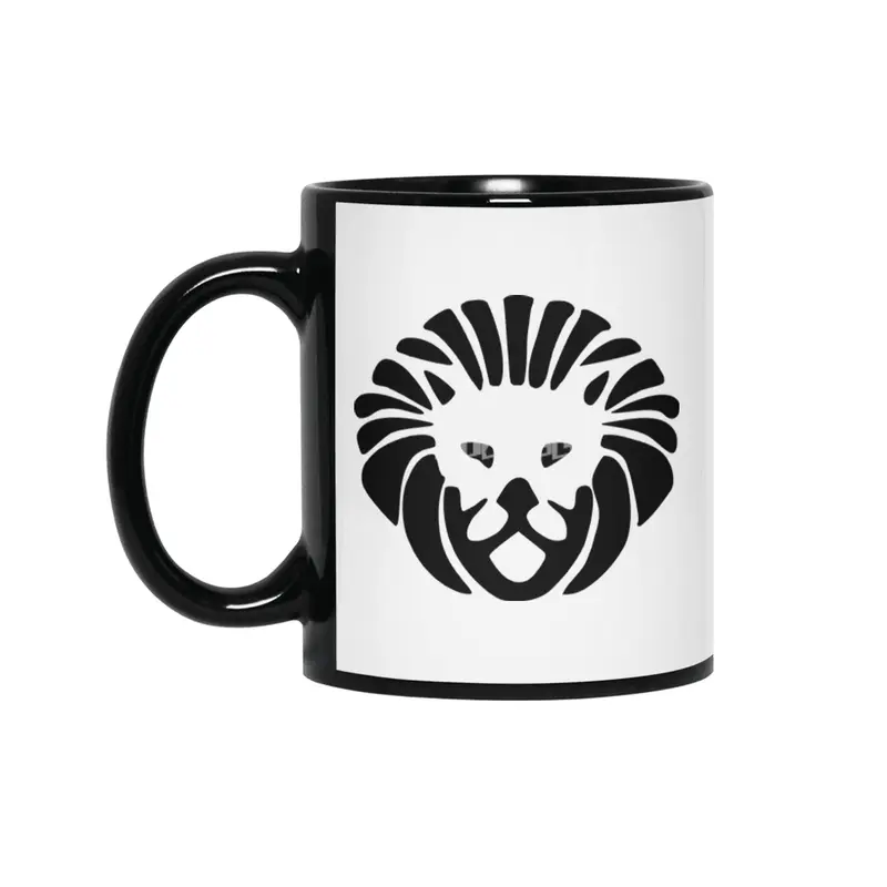 Black Lion Face Logo Siyah Kupa