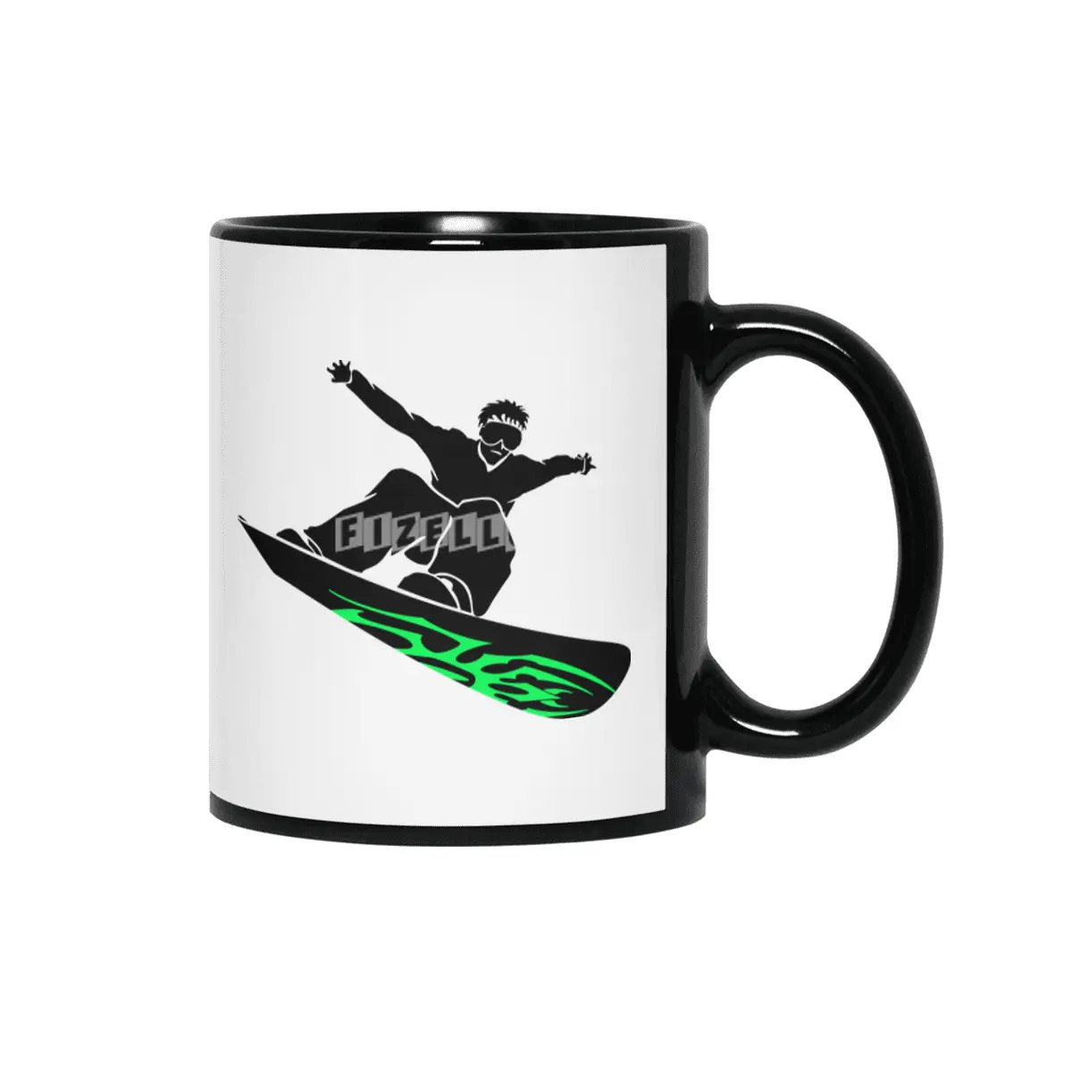 Cool Snowboarder Silhouette Siyah Kupa