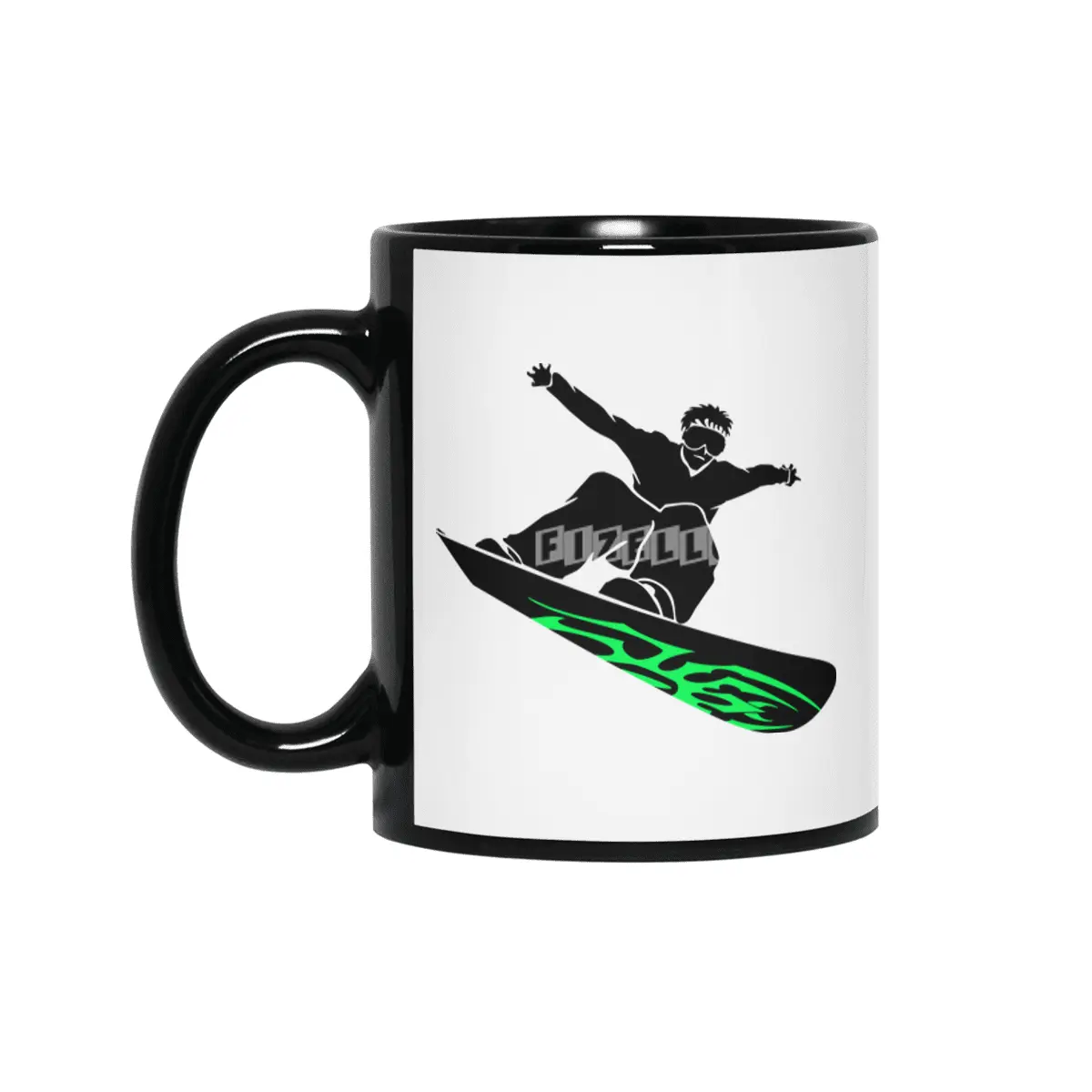 Cool Snowboarder Silhouette Siyah Kupa