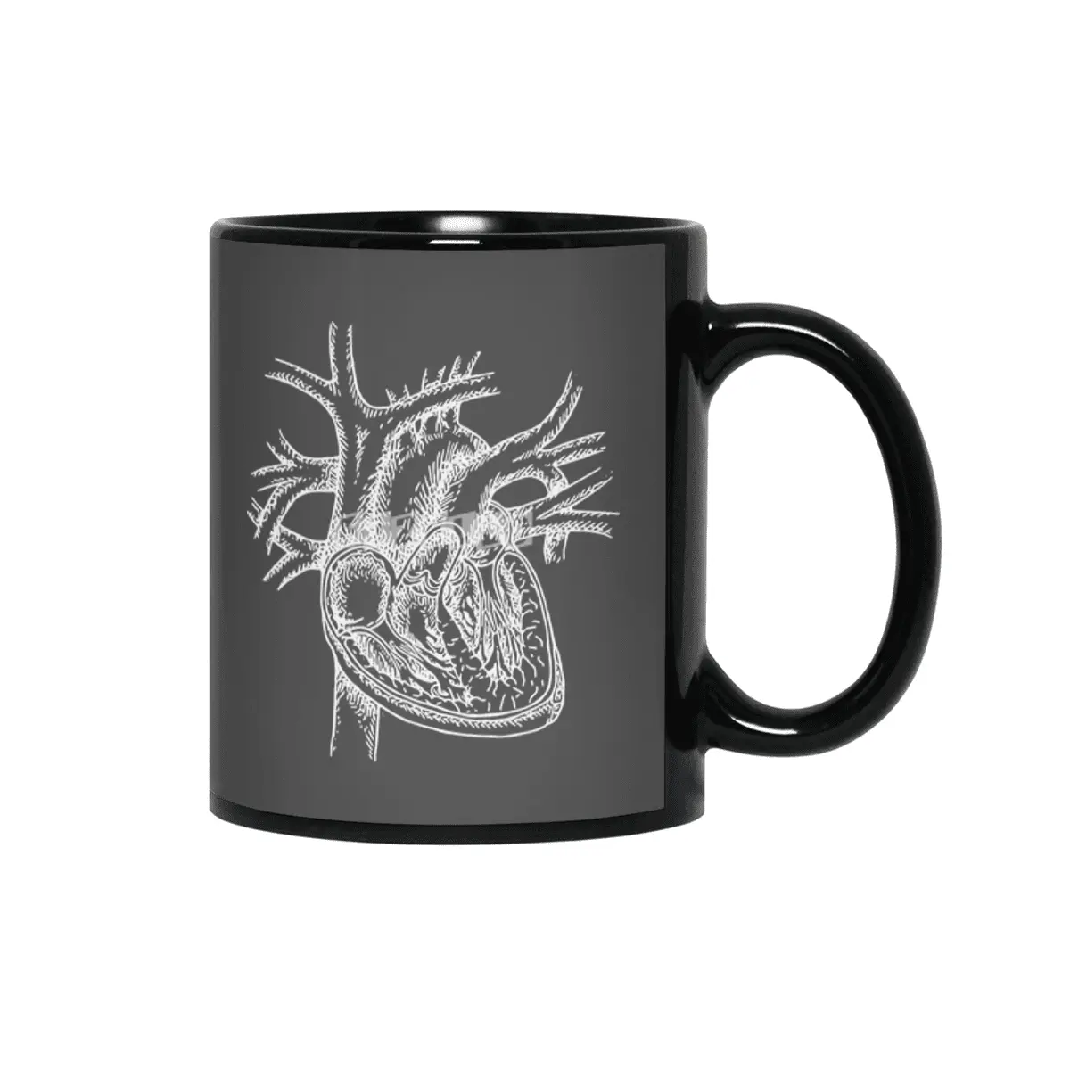 The Dissected Heart Sketch (White) Siyah Kupa