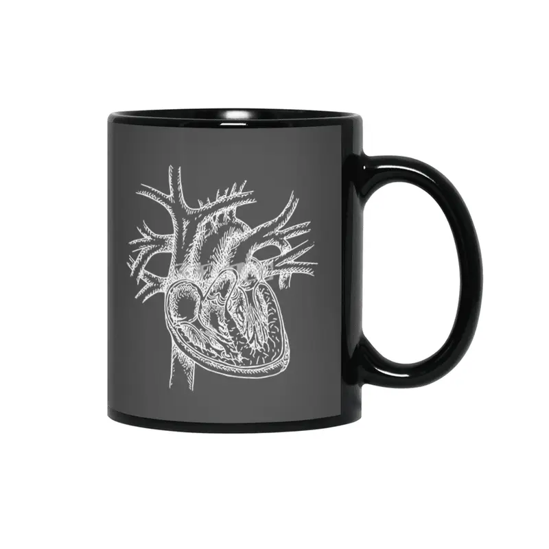 The Dissected Heart Sketch (White) Siyah Kupa