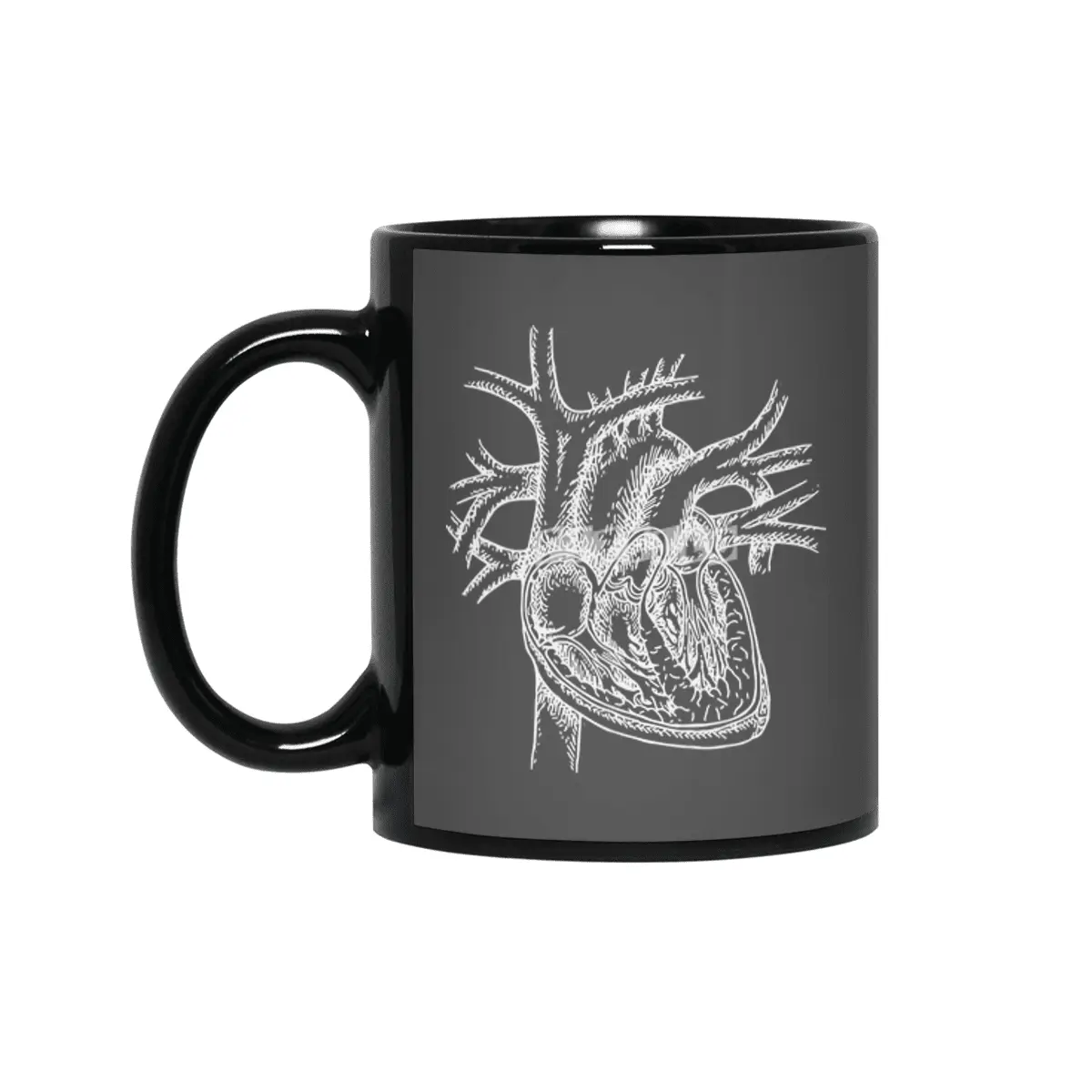 The Dissected Heart Sketch (White) Siyah Kupa
