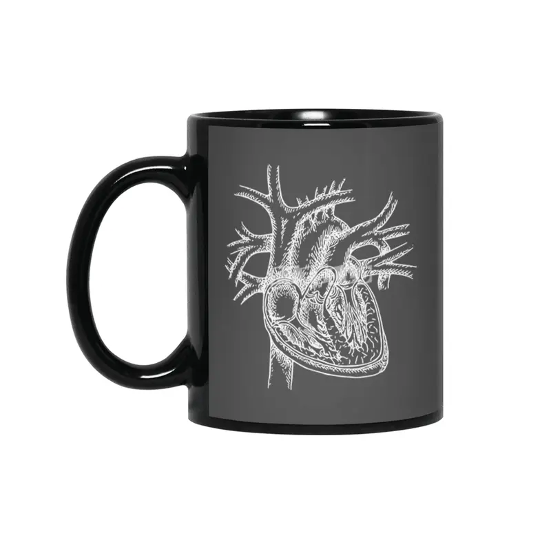 The Dissected Heart Sketch (White) Siyah Kupa