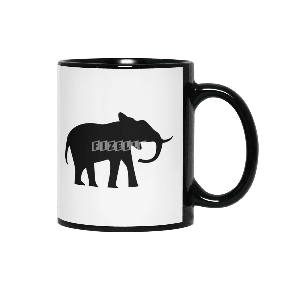 Elephant Silhouette Siyah Kupa