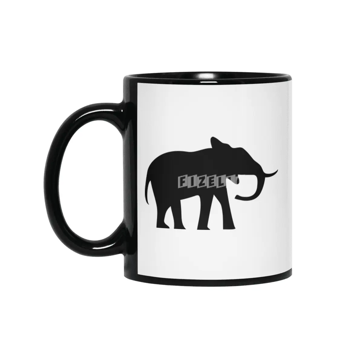 Elephant Silhouette Siyah Kupa