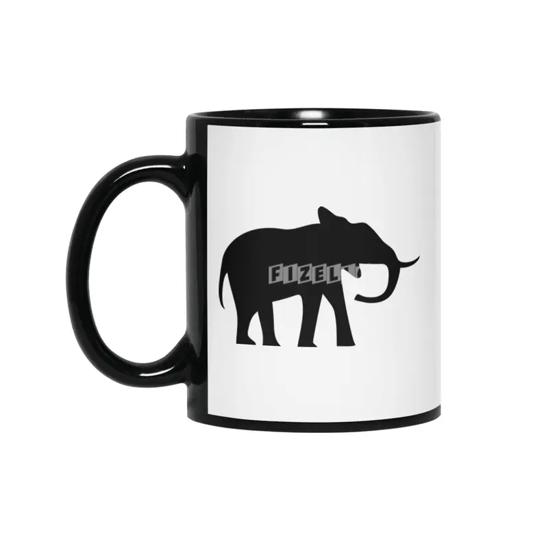Elephant Silhouette Siyah Kupa
