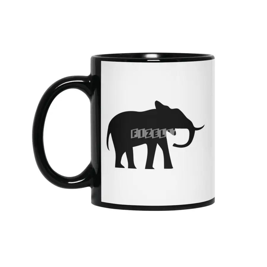 Elephant Silhouette Siyah Kupa
