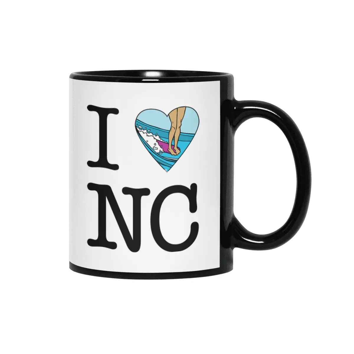 I Surf North Carolina Siyah Kupa