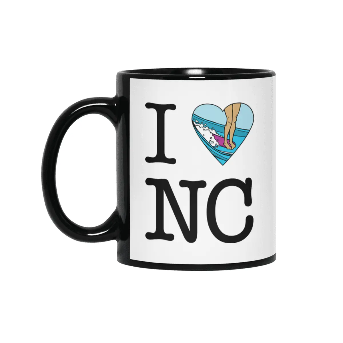 I Surf North Carolina Siyah Kupa