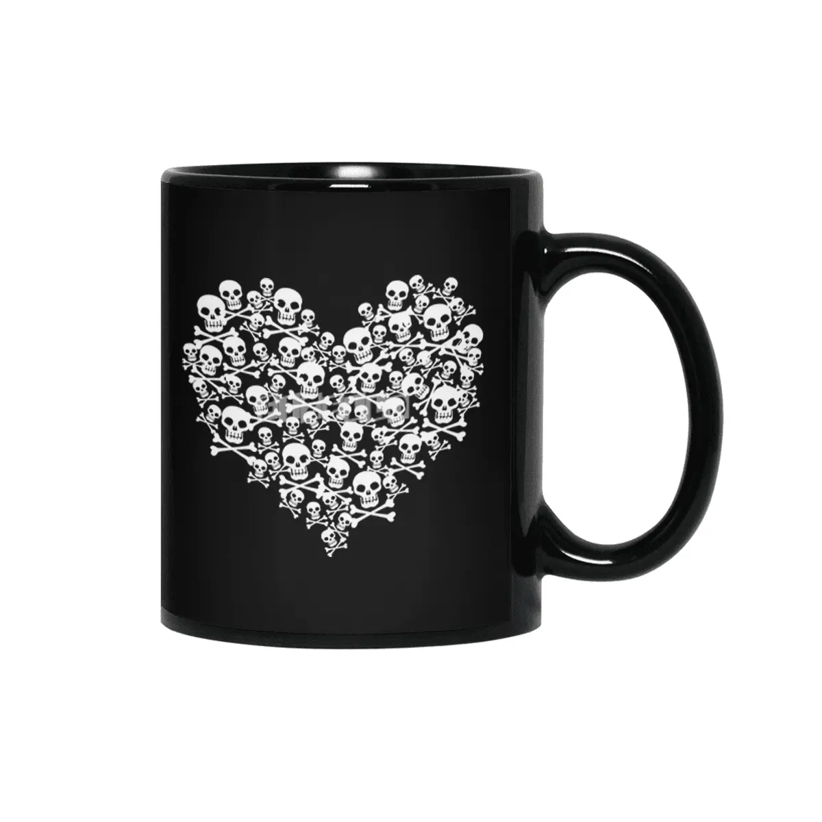 Gothic Skull Heart T-shirt Siyah Kupa