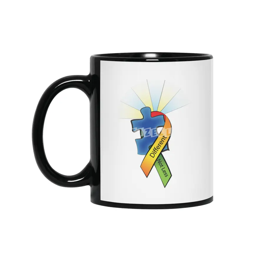 Autism Ribbon with Puzzle Peace Siyah Kupa