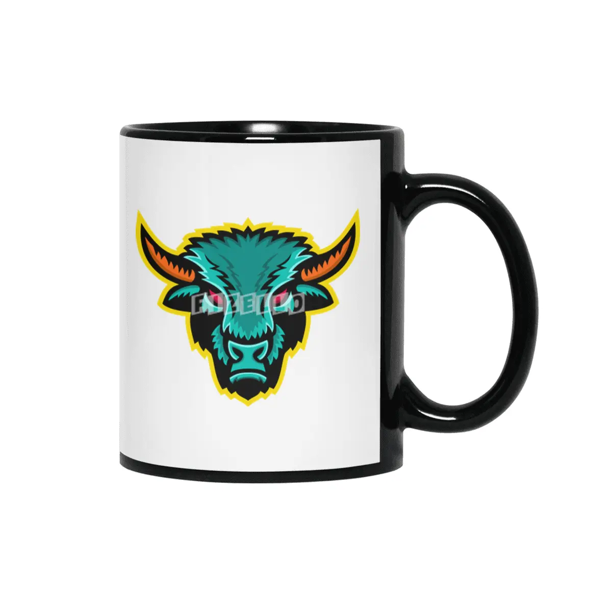 American Bison Head Sports Mascot Siyah Kupa