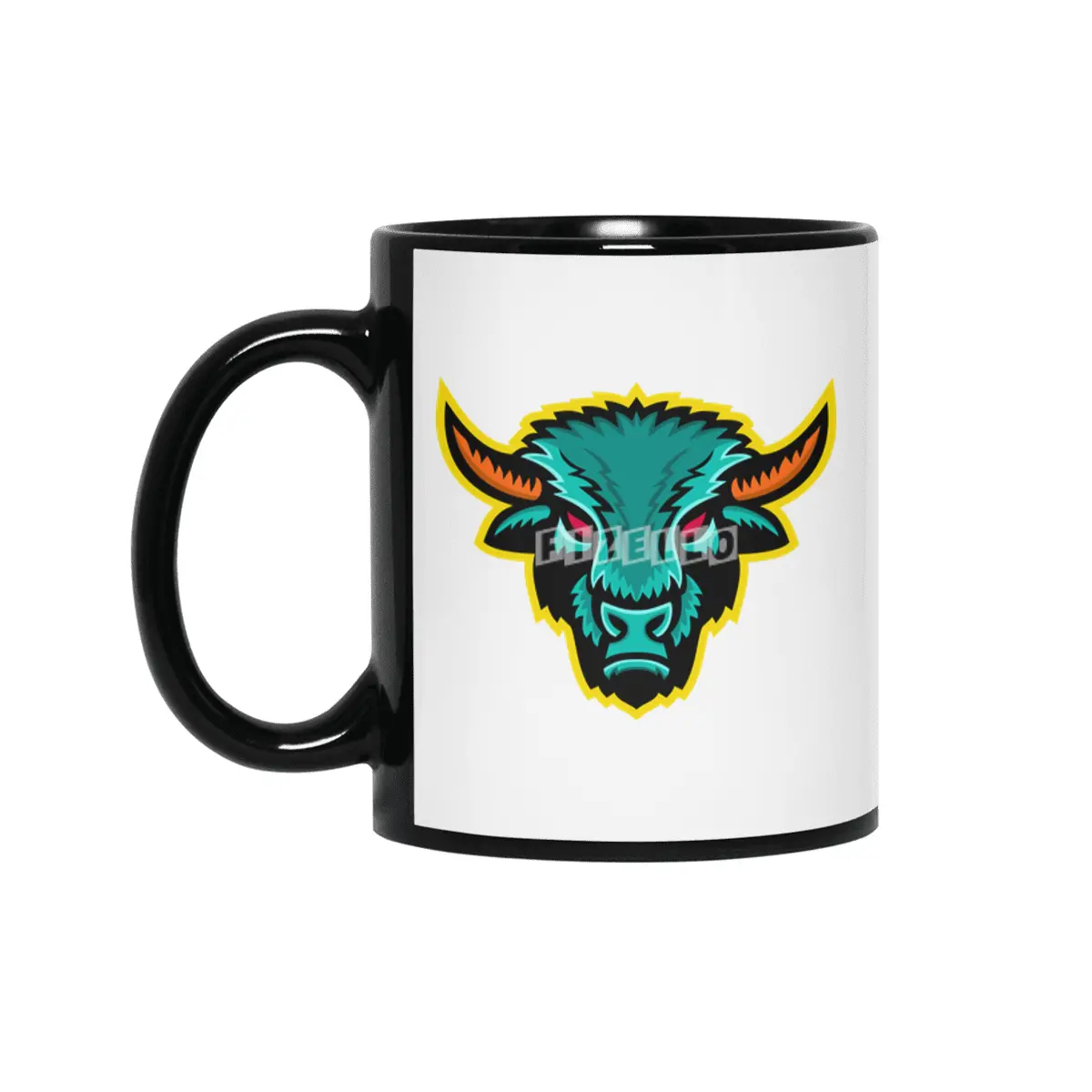 American Bison Head Sports Mascot Siyah Kupa