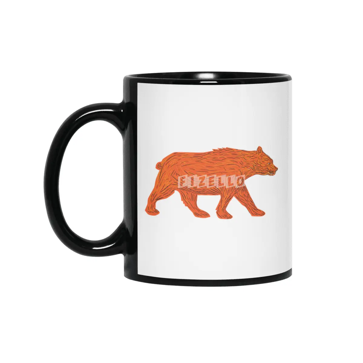 American Black Bear Walking Side Retro Siyah Kupa