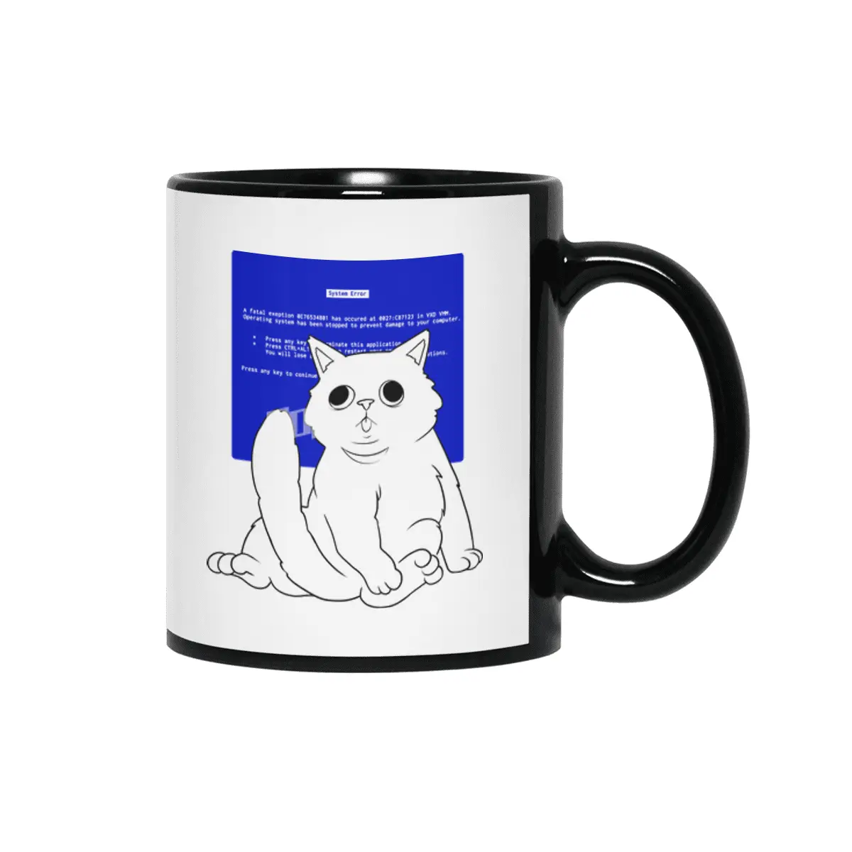 Blue Screen Cat Siyah Kupa