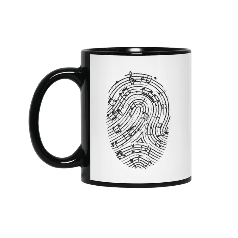 Musical Fingerprint Siyah Kupa