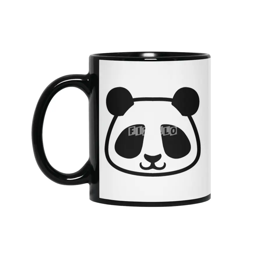 Panda Black and White Minimalist Pictogram Siyah Kupa