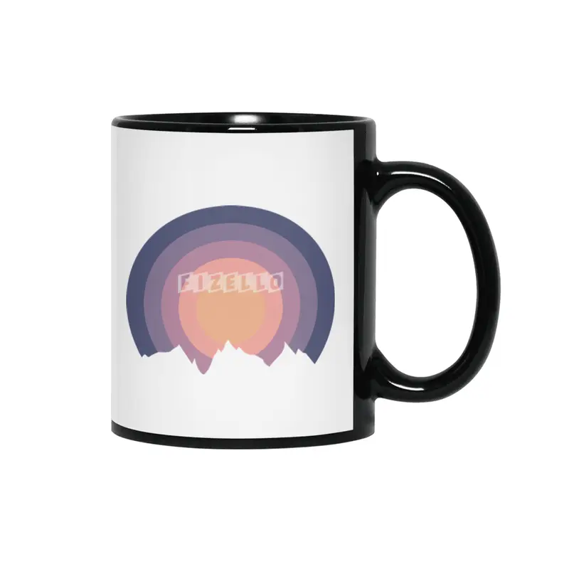 Pastel Mountain Silhouette Minimalism Sunset Outdoor Design Siyah Kupa