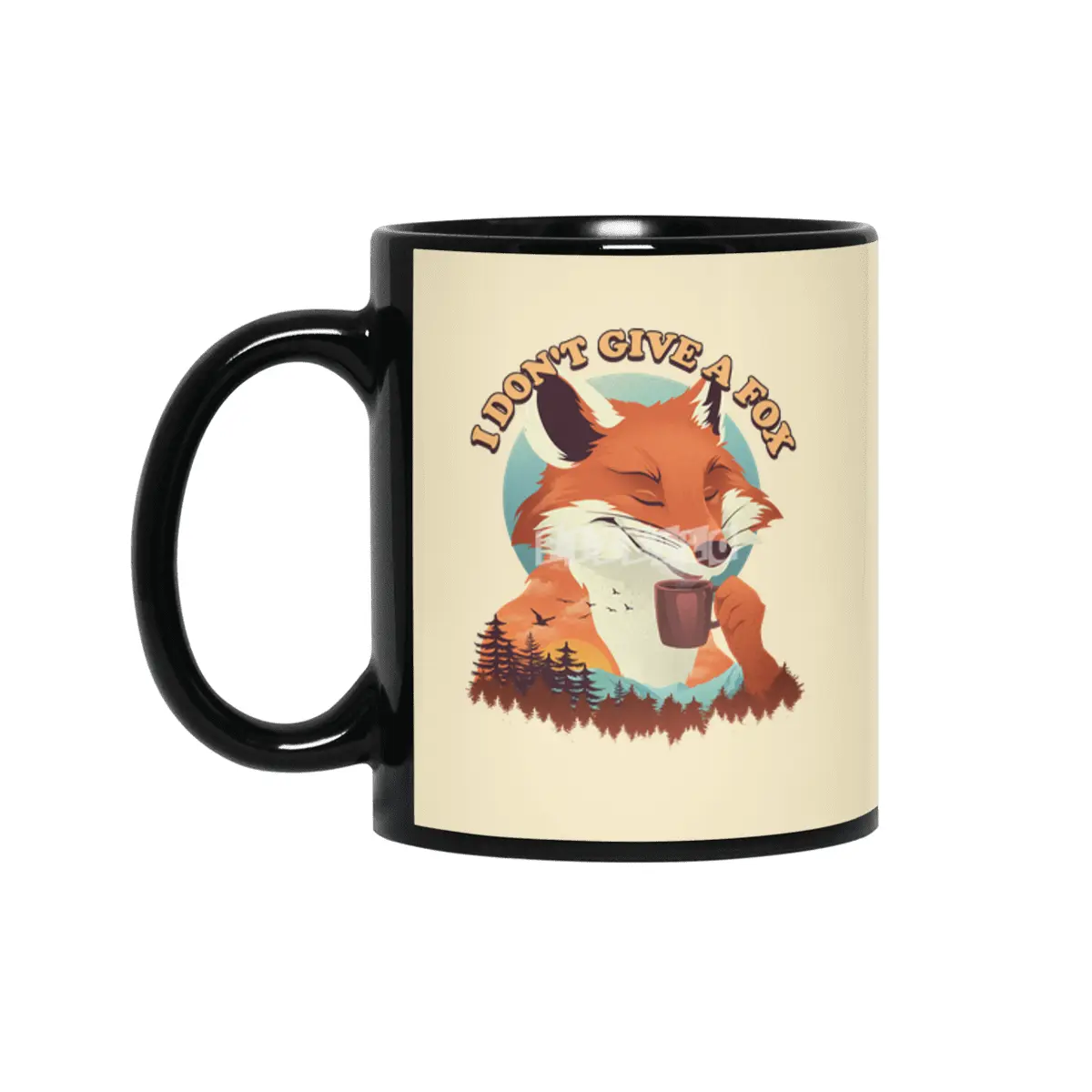 Drink Coffee and Don't Give a Fox Siyah Kupa