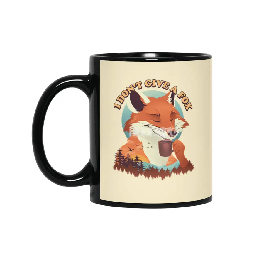 Drink Coffee and Don't Give a Fox Siyah Kupa